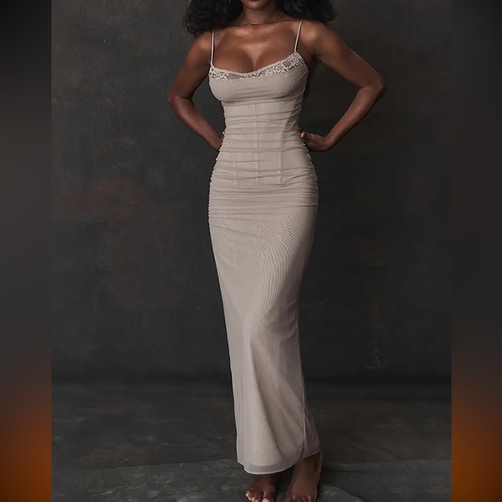 Elegant Light Grey Maxi Dress